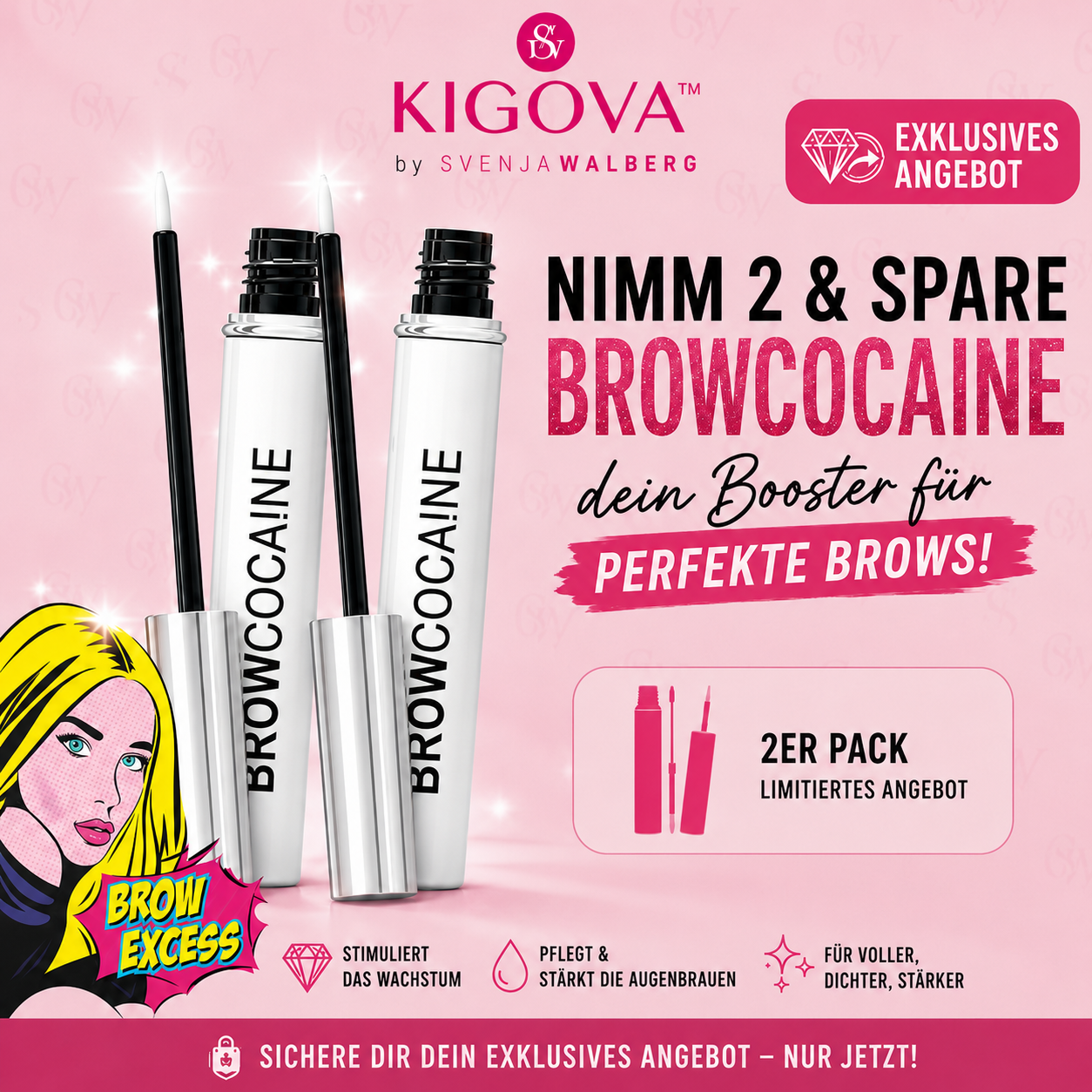 Kigova 2-in-1 Brauen- & Wimpernserum – 2er Set